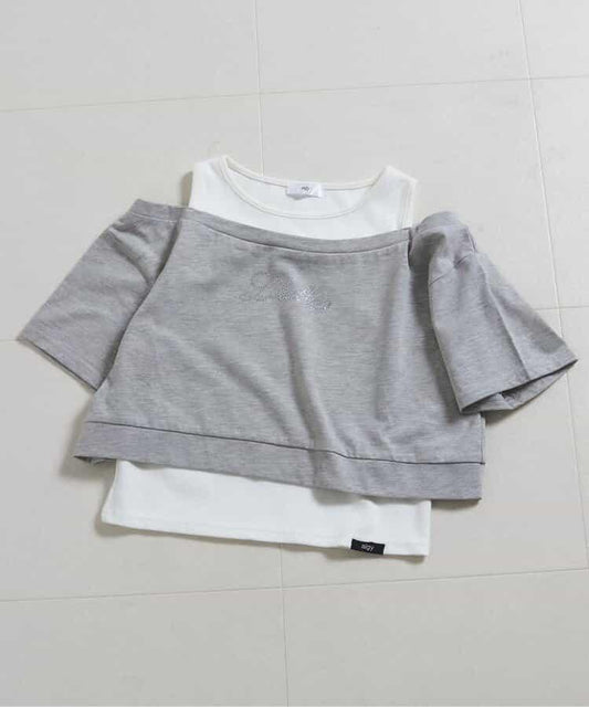 水鑽Logo假兩件風T恤