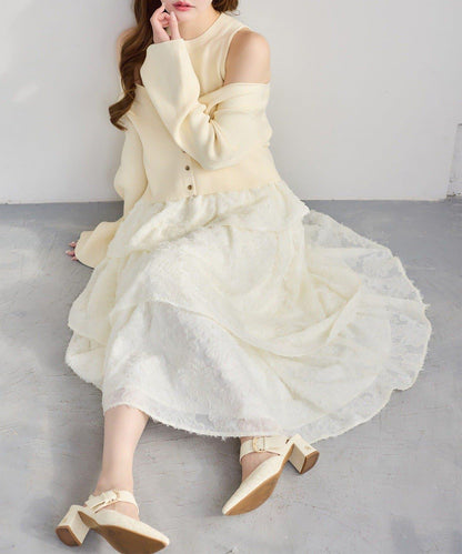 one after another 開衫套裝拼接層疊連衣裙