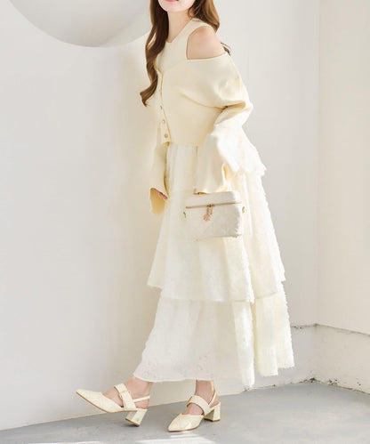 one after another 開衫套裝拼接層疊連衣裙