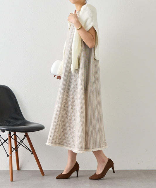 2WAY 亞麻蝴蝶結連衣裙