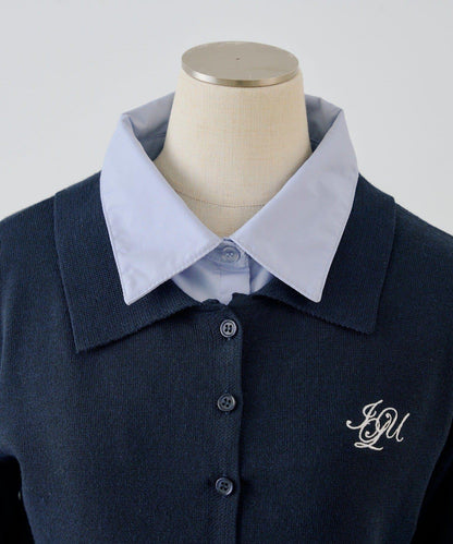 ANOTHER BRANCH 雙層領拼接五分袖針織上衣