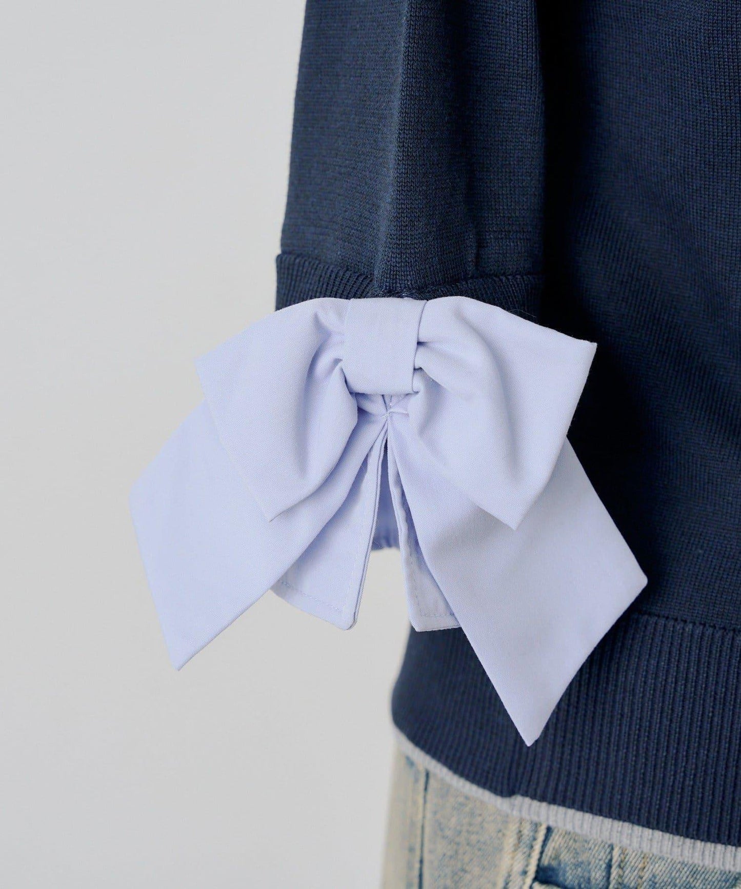 ANOTHER BRANCH 雙層領拼接五分袖針織上衣