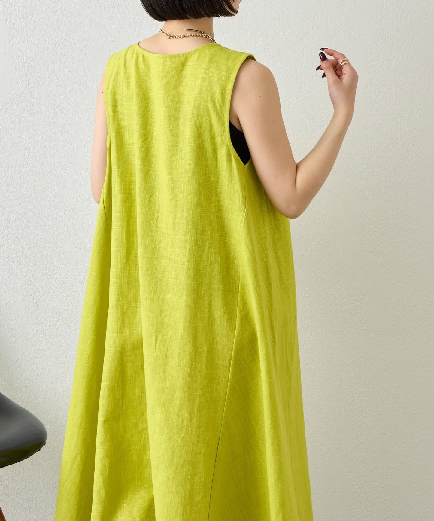 2WAY 亞麻蝴蝶結連衣裙