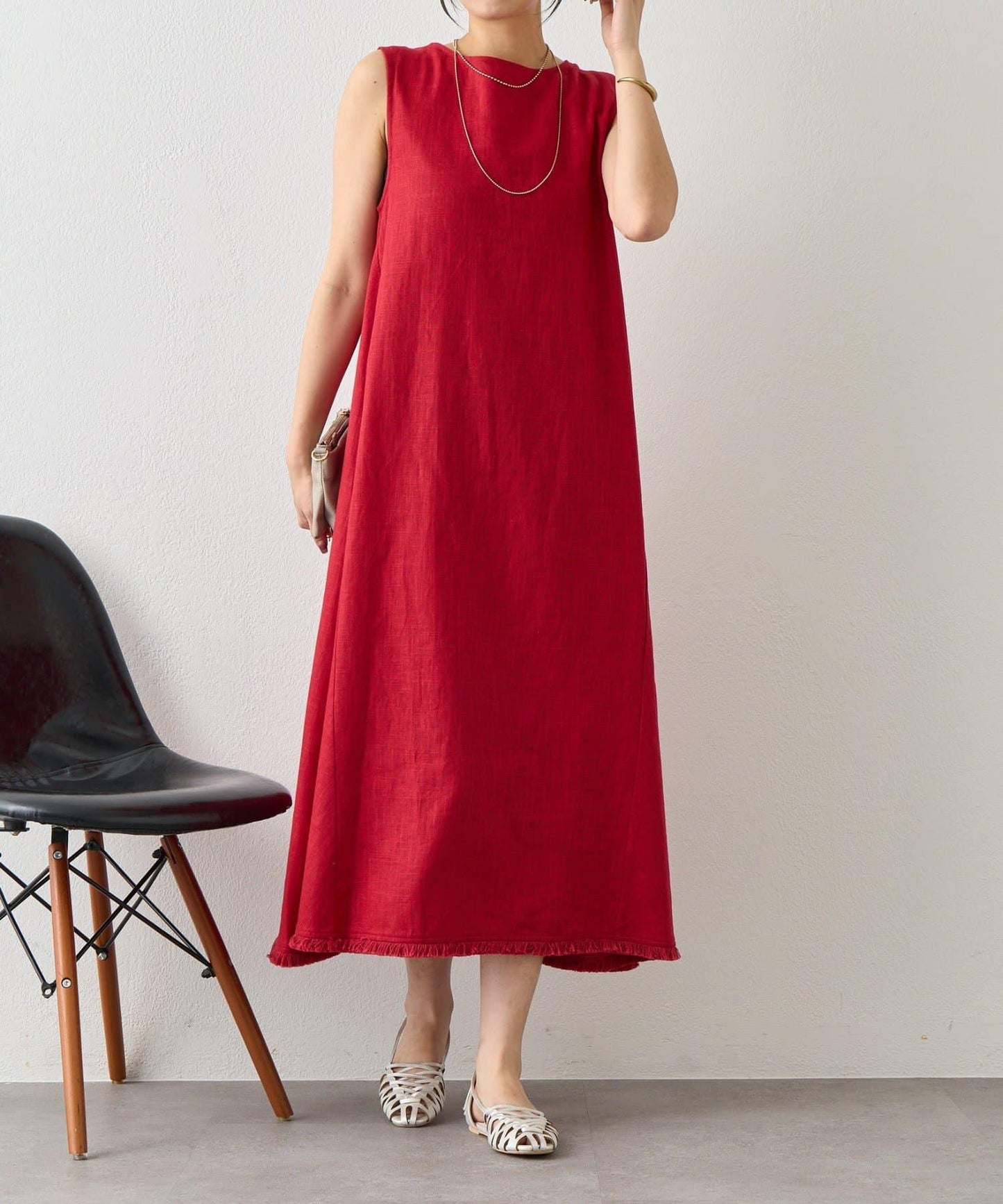 2WAY 亞麻蝴蝶結連衣裙