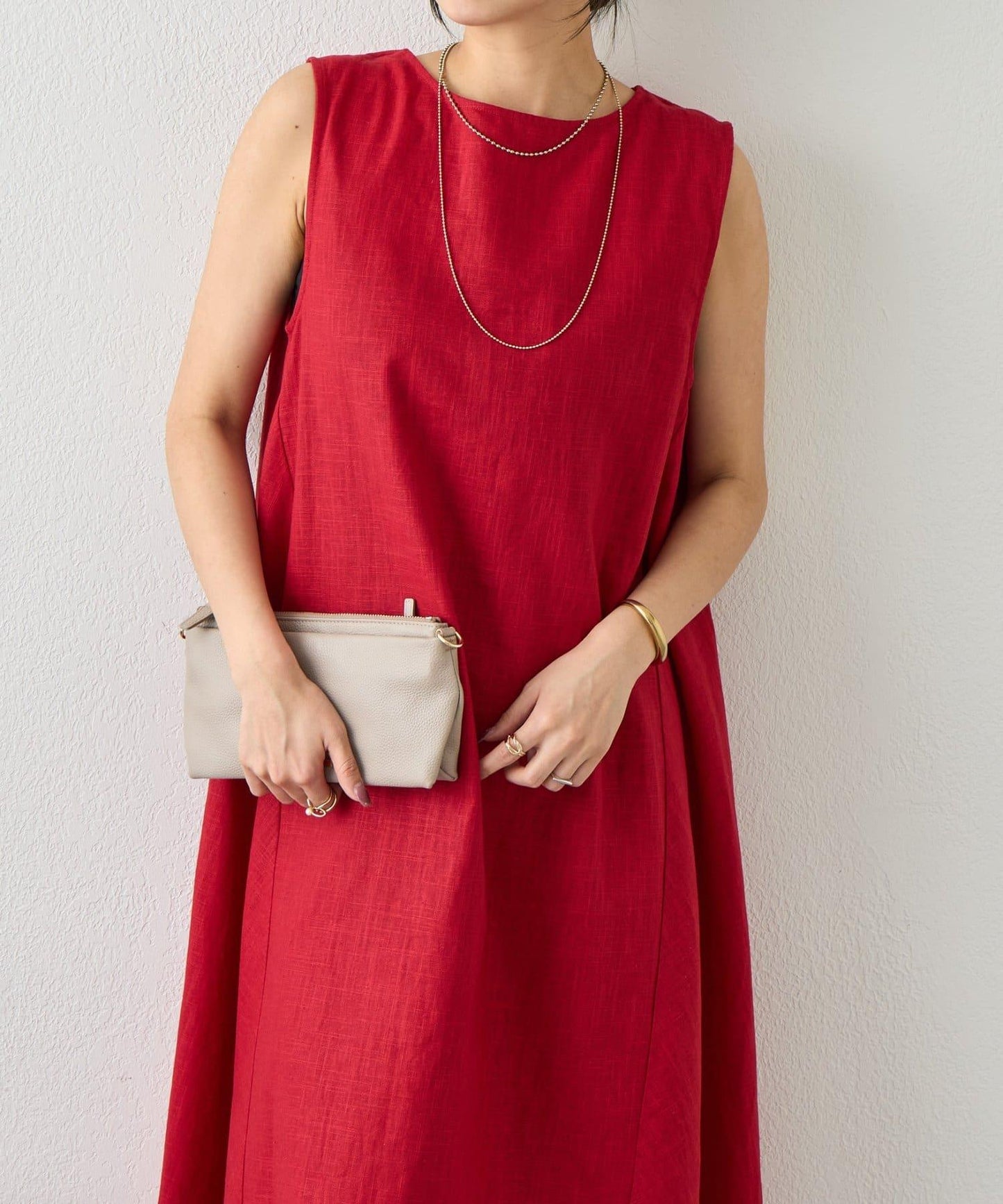 2WAY 亞麻蝴蝶結連衣裙