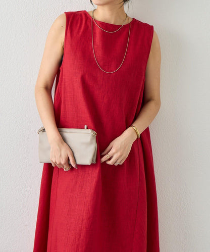 2WAY 亞麻蝴蝶結連衣裙
