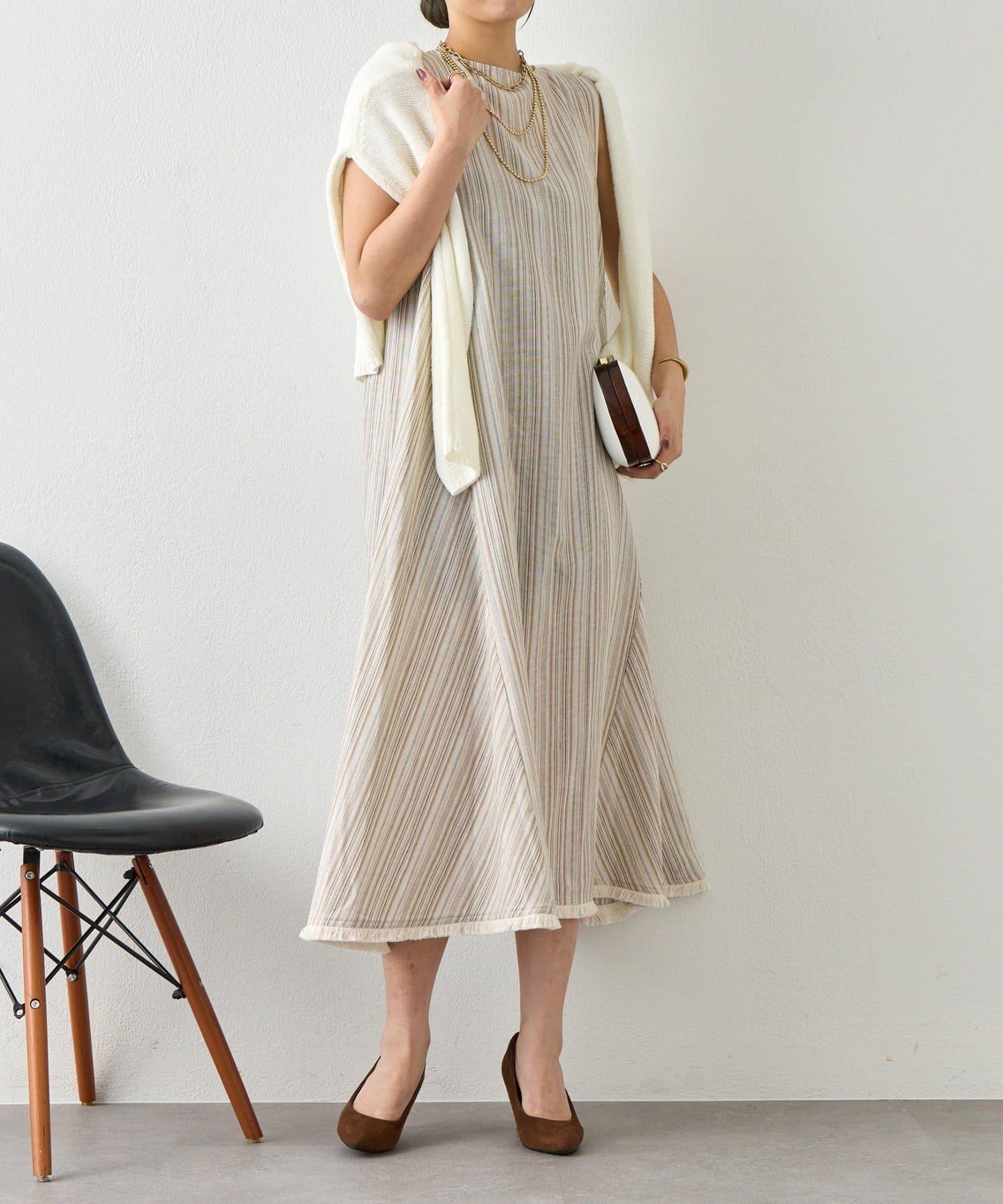 2WAY 亞麻蝴蝶結連衣裙