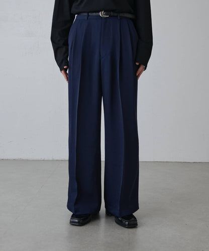 斜紋闊腿休閒長褲