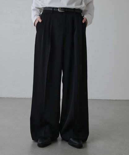 斜紋闊腿休閒長褲