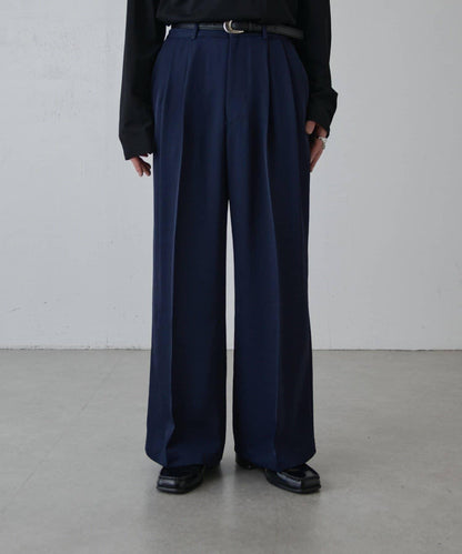 斜紋闊腿休閒長褲