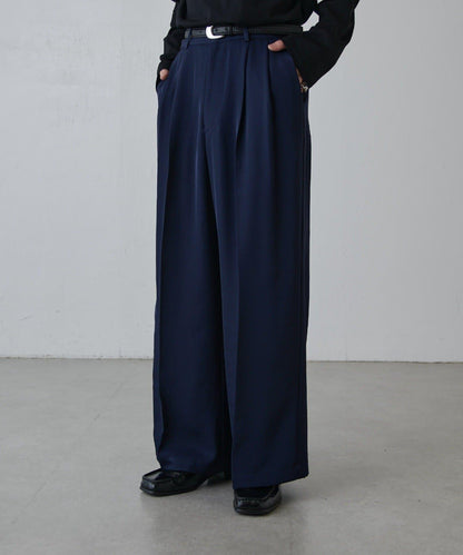 斜紋闊腿休閒長褲