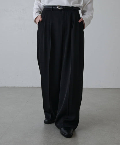 斜紋闊腿休閒長褲