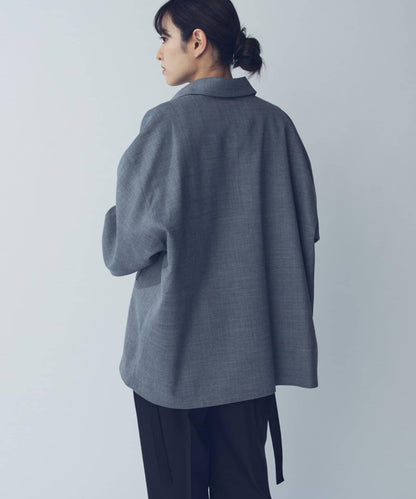 雙口袋寬鬆襯衫夾克