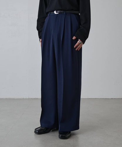 斜紋闊腿休閒長褲