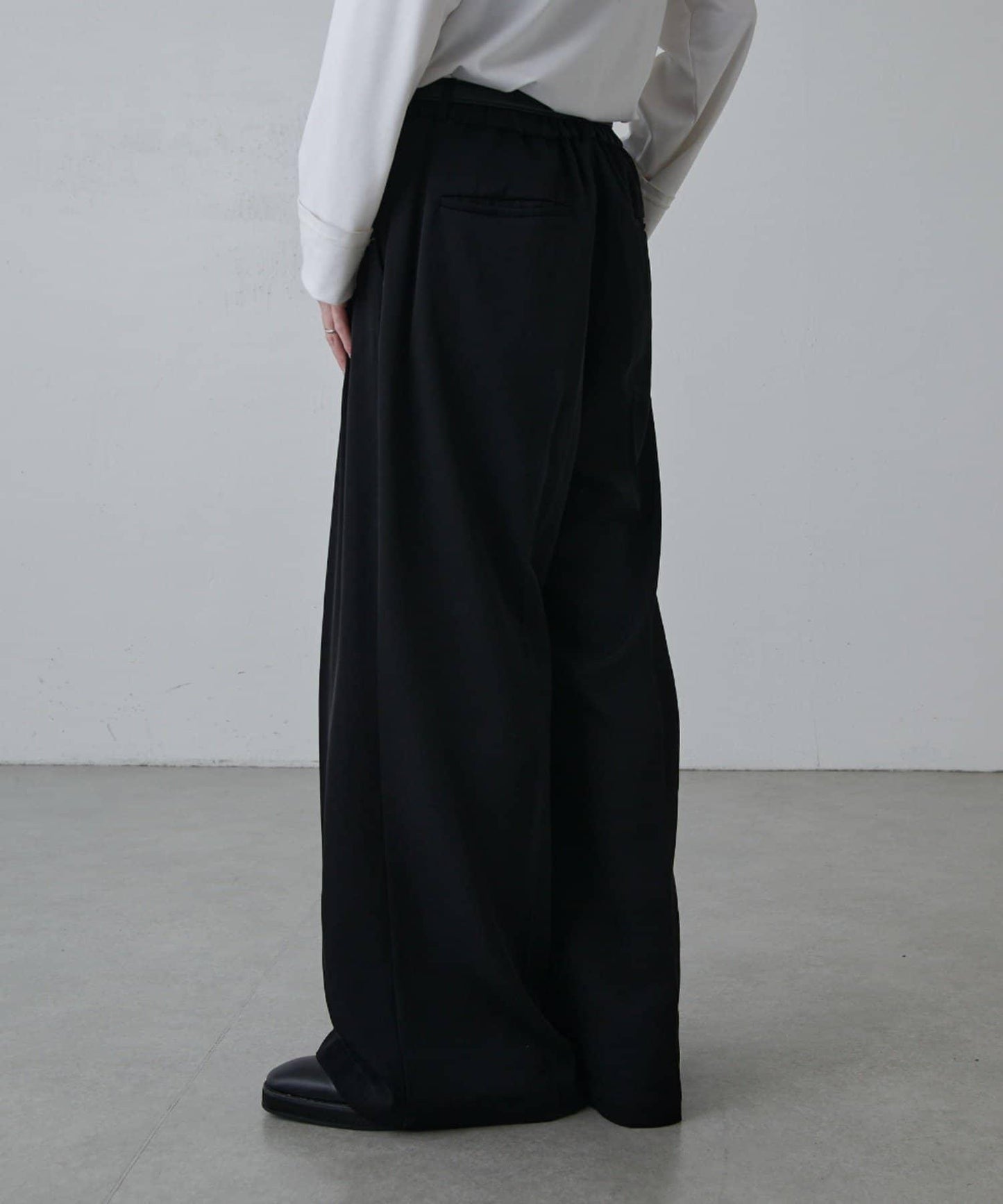 斜紋闊腿休閒長褲