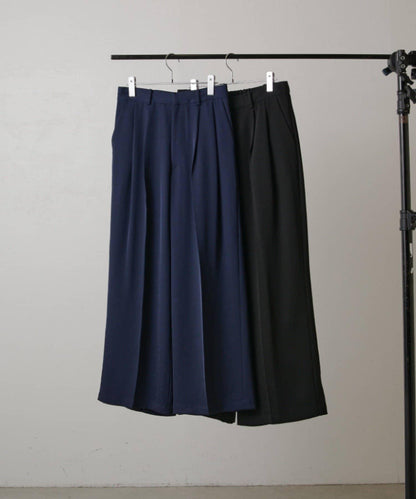 斜紋闊腿休閒長褲