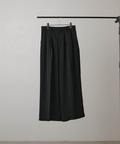 斜紋闊腿休閒長褲