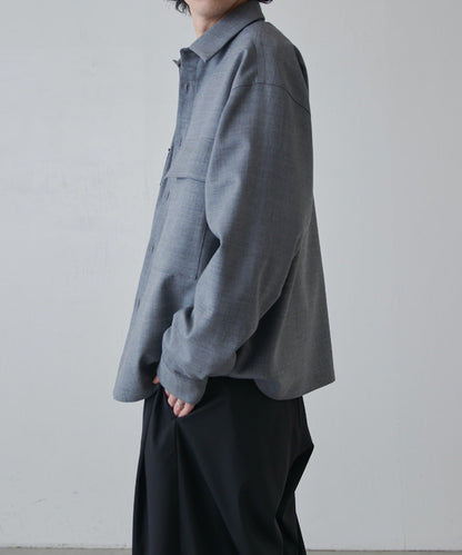 雙口袋寬鬆襯衫夾克