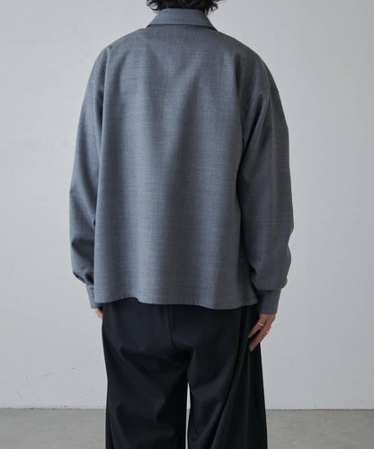 雙口袋寬鬆襯衫夾克