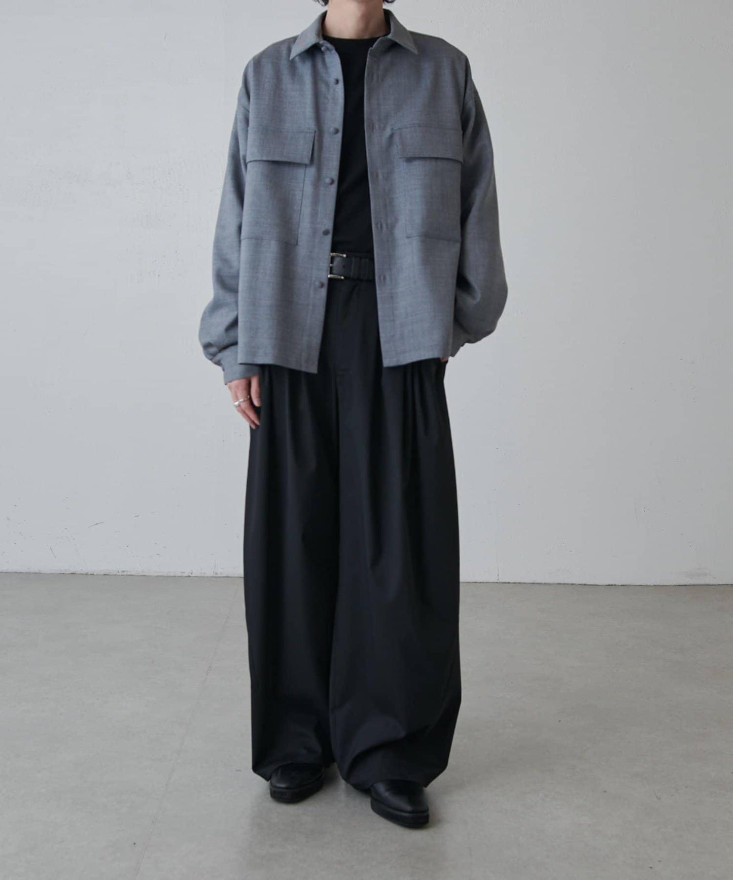 斜紋闊腿休閒長褲