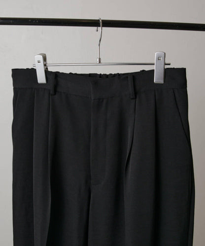 斜紋闊腿休閒長褲