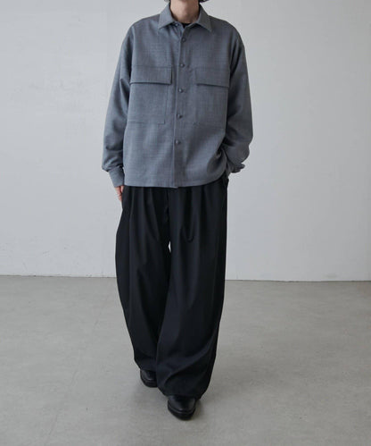 斜紋闊腿休閒長褲