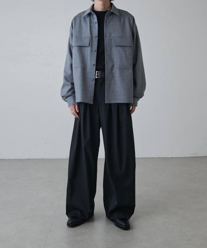 雙口袋寬鬆襯衫夾克