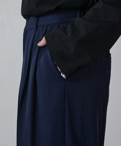 斜紋闊腿休閒長褲