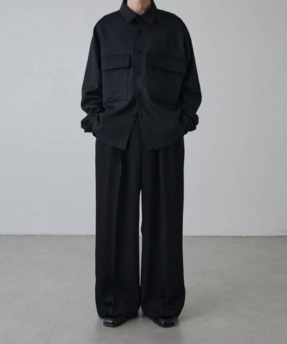 雙口袋寬鬆襯衫夾克