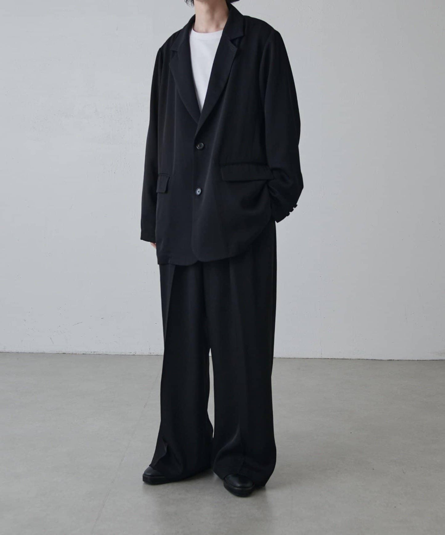 斜紋闊腿休閒長褲