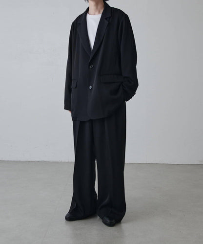 斜紋闊腿休閒長褲