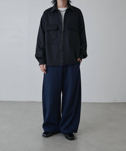 雙口袋寬鬆襯衫夾克