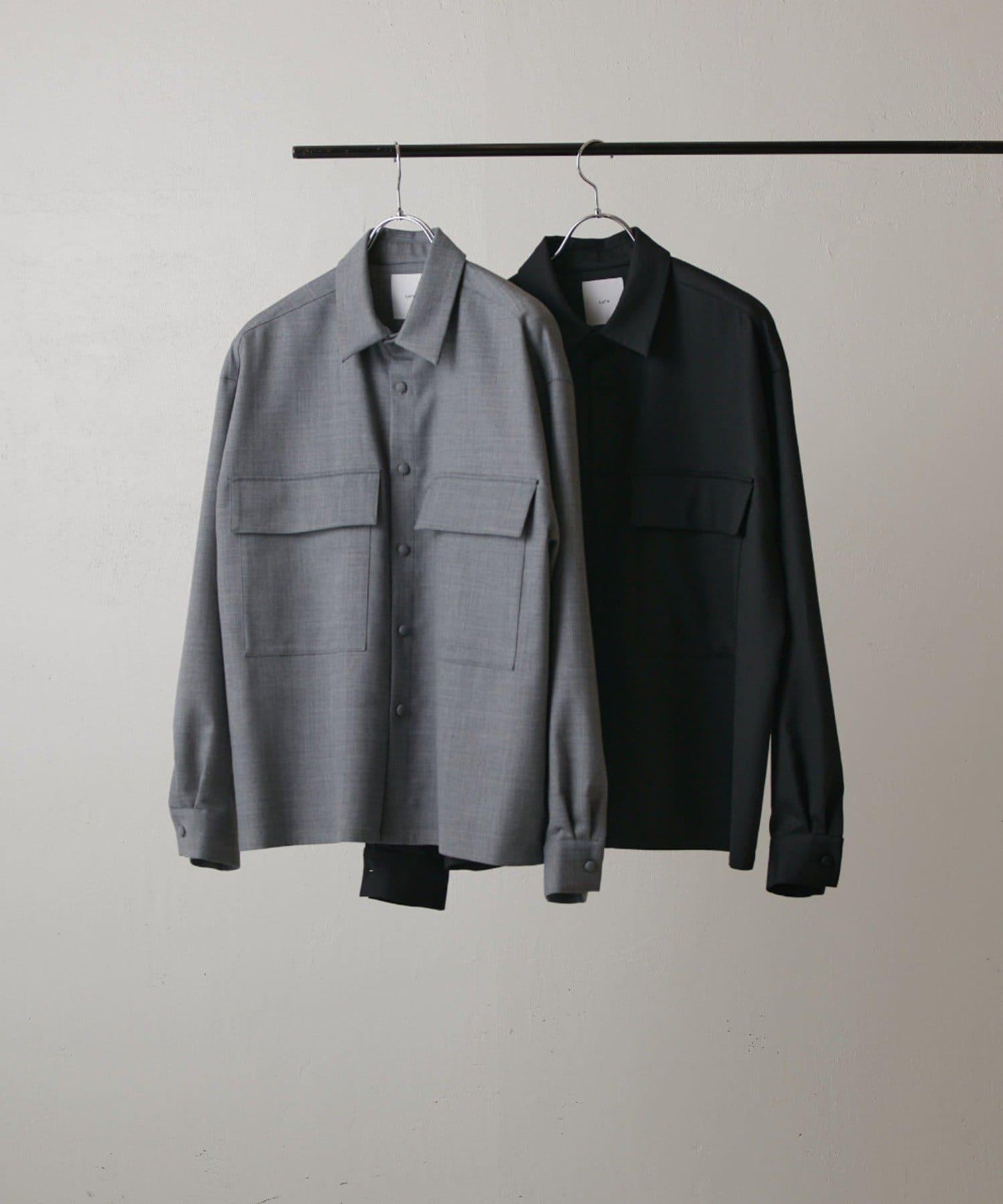 雙口袋寬鬆襯衫夾克