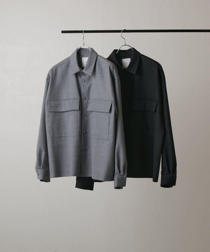 雙口袋寬鬆襯衫夾克