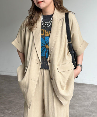 短袖蝙蝠袖 單排扣 西裝外套