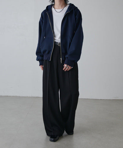 斜紋闊腿休閒長褲