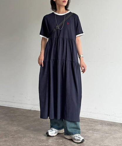 U.S. POLO ASSN. 短袖層疊連衣裙