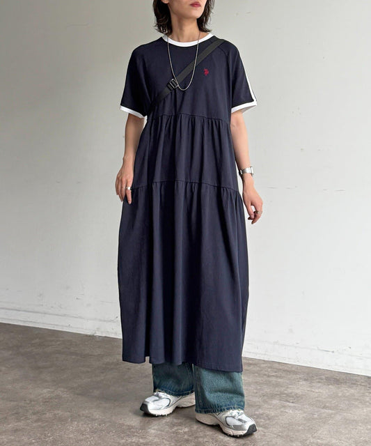 U.S. POLO ASSN. 短袖層疊連衣裙