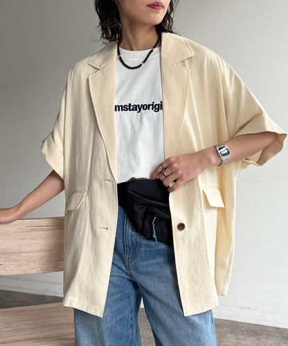 短袖蝙蝠袖 單排扣 西裝外套