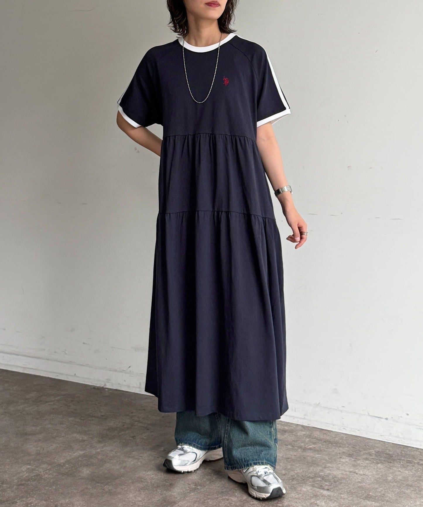 U.S. POLO ASSN. 短袖層疊連衣裙