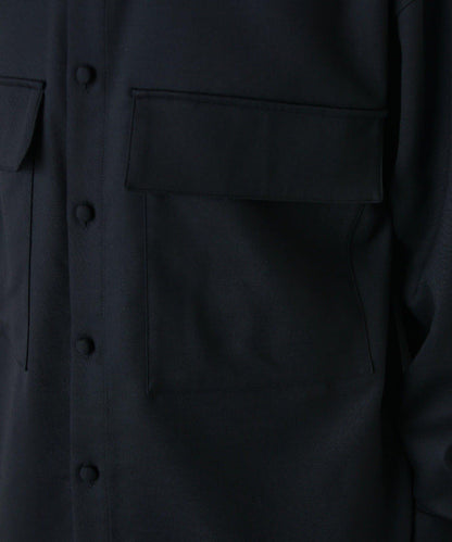 雙口袋寬鬆襯衫夾克