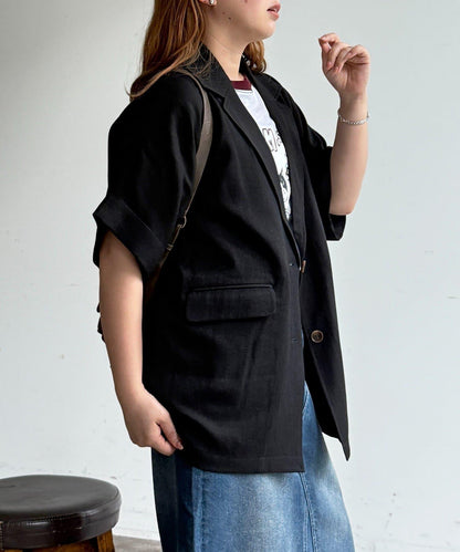 短袖蝙蝠袖 單排扣 西裝外套