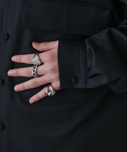 雙口袋寬鬆襯衫夾克