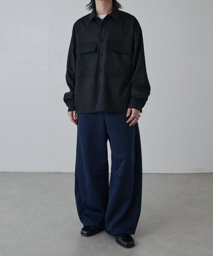 雙口袋寬鬆襯衫夾克