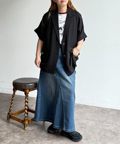 短袖蝙蝠袖 單排扣 西裝外套