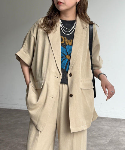 短袖蝙蝠袖 單排扣 西裝外套