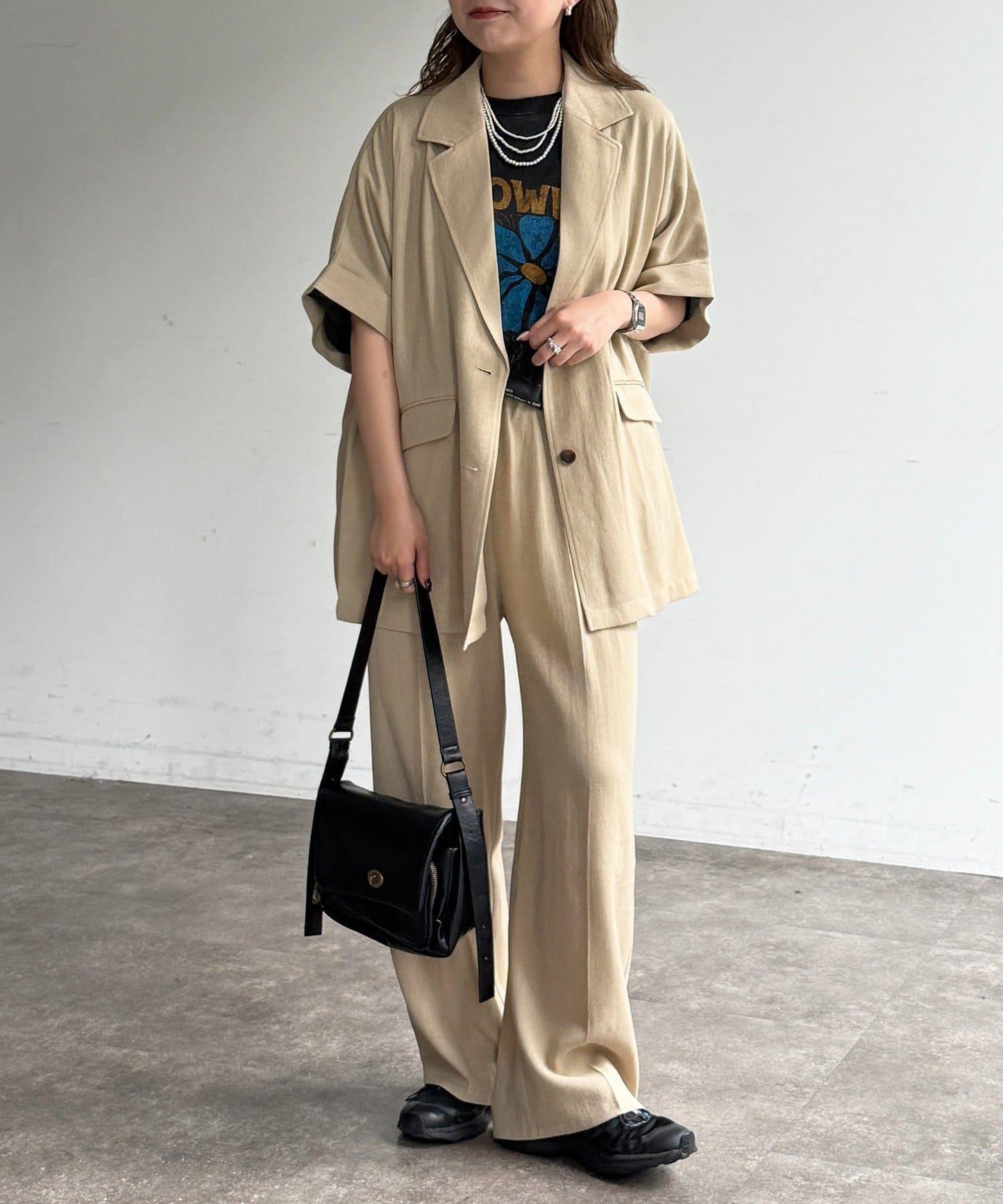 短袖蝙蝠袖 單排扣 西裝外套