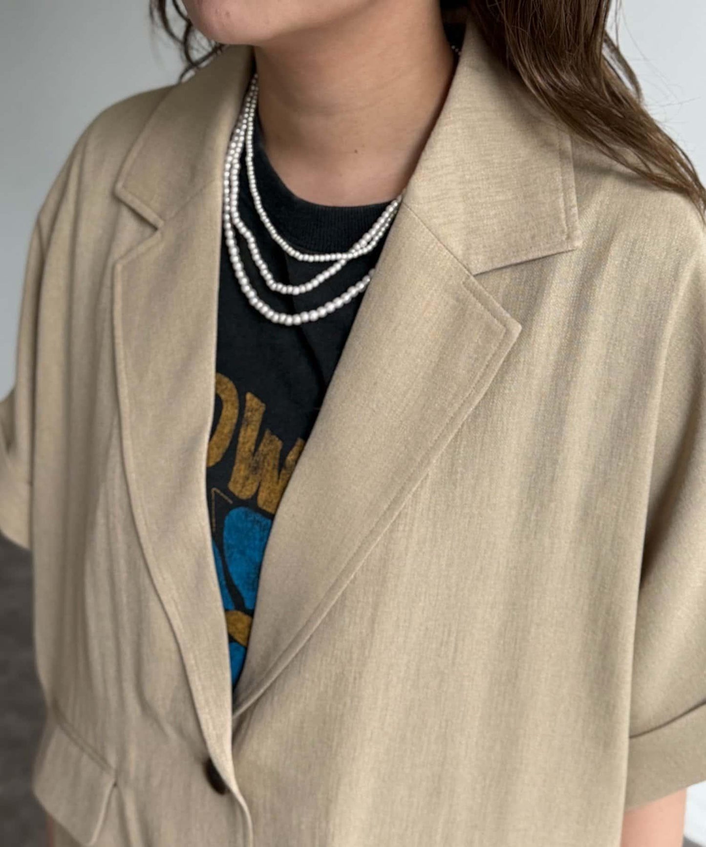 短袖蝙蝠袖 單排扣 西裝外套