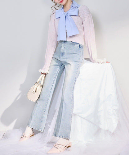 one after another 配色針織開衫