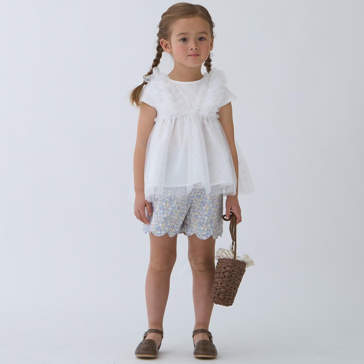 防汙功能 荷葉邊設計 休閒短褲